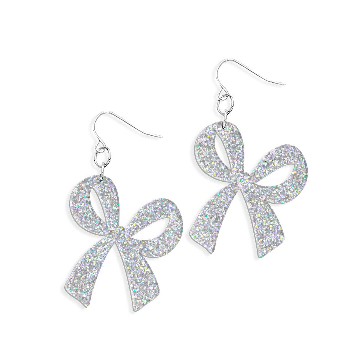 Bridal Holographic Glitter Bow Earrings