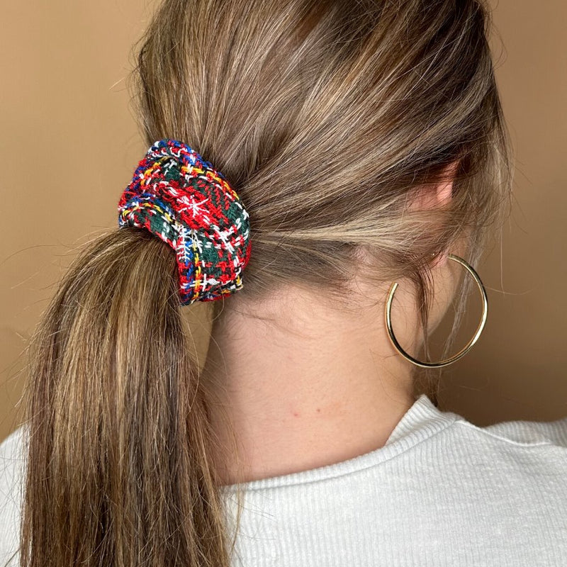 Christmas multi plaid pattern fabric with elastic and sold individually