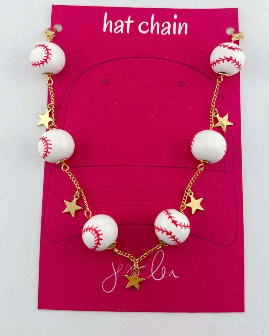 baseball hat chain with a golden star accent