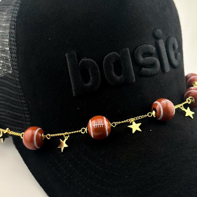 football hat chain with a golden star accent