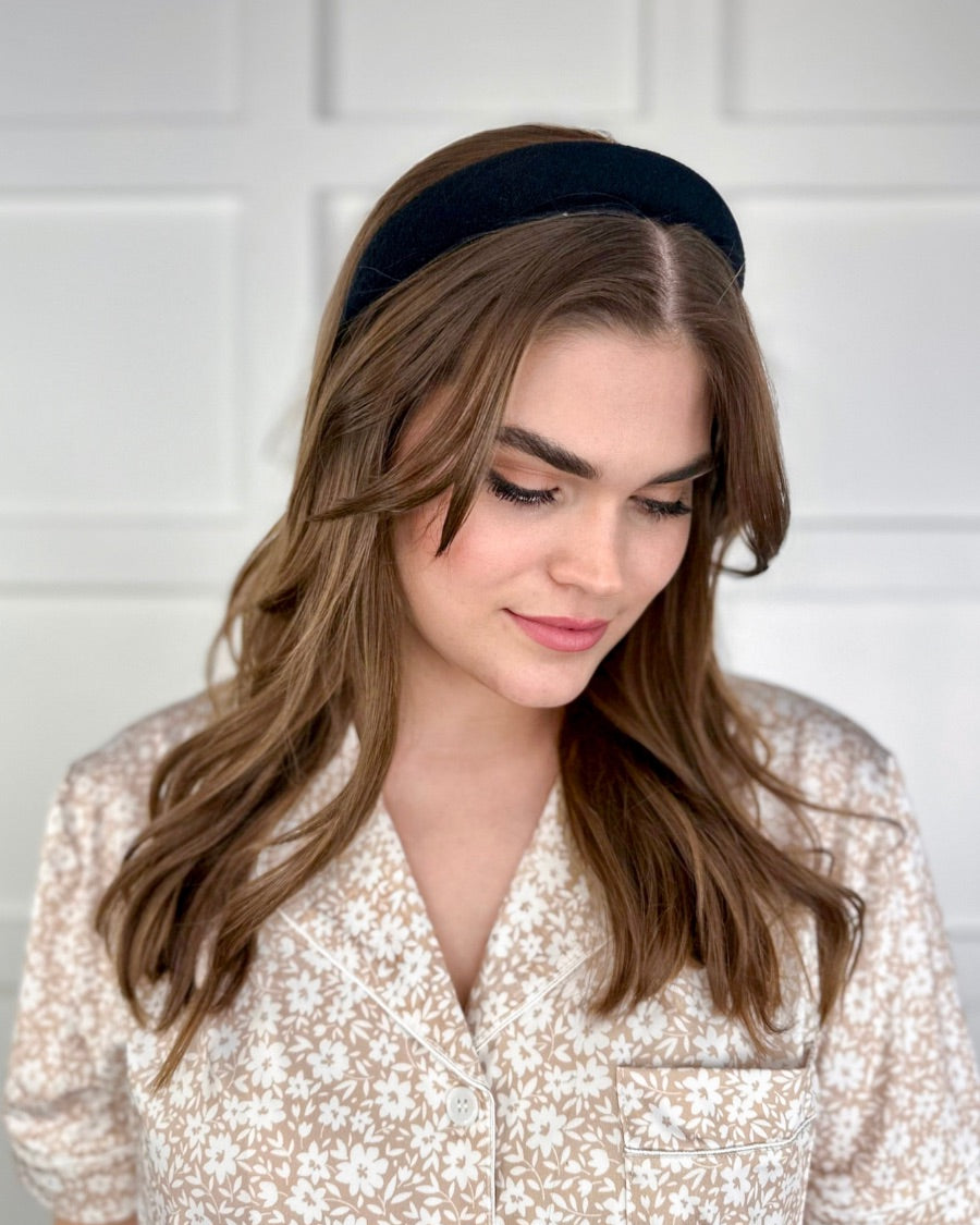 soft, absorbent matching terry cloth headband and scrunchie set in