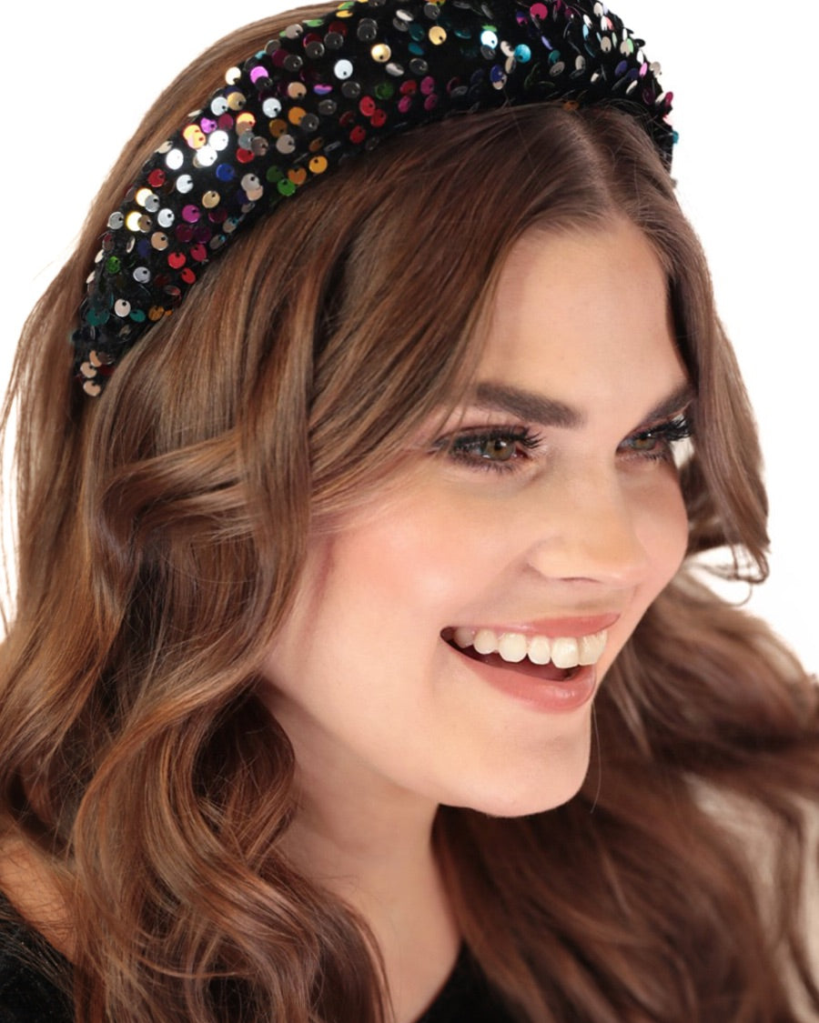 multi colored velvet sequin heaband