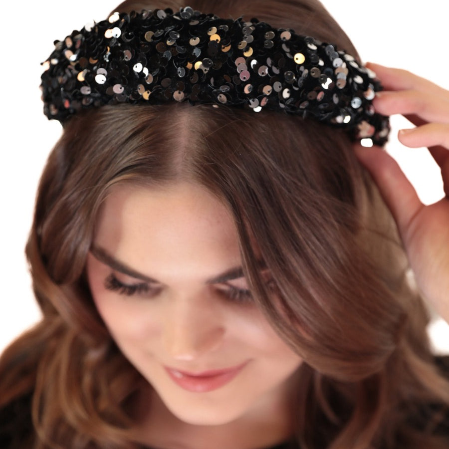 black colored velvet sequin heaband