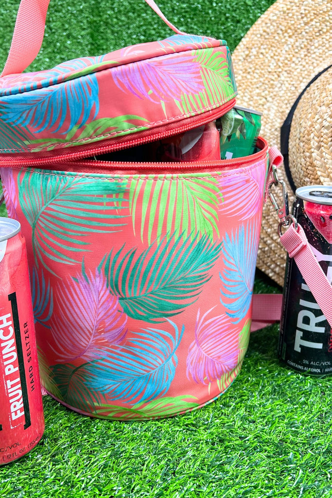 insulated bag that holds up to six cans with a zipper closure & adjustable strap
