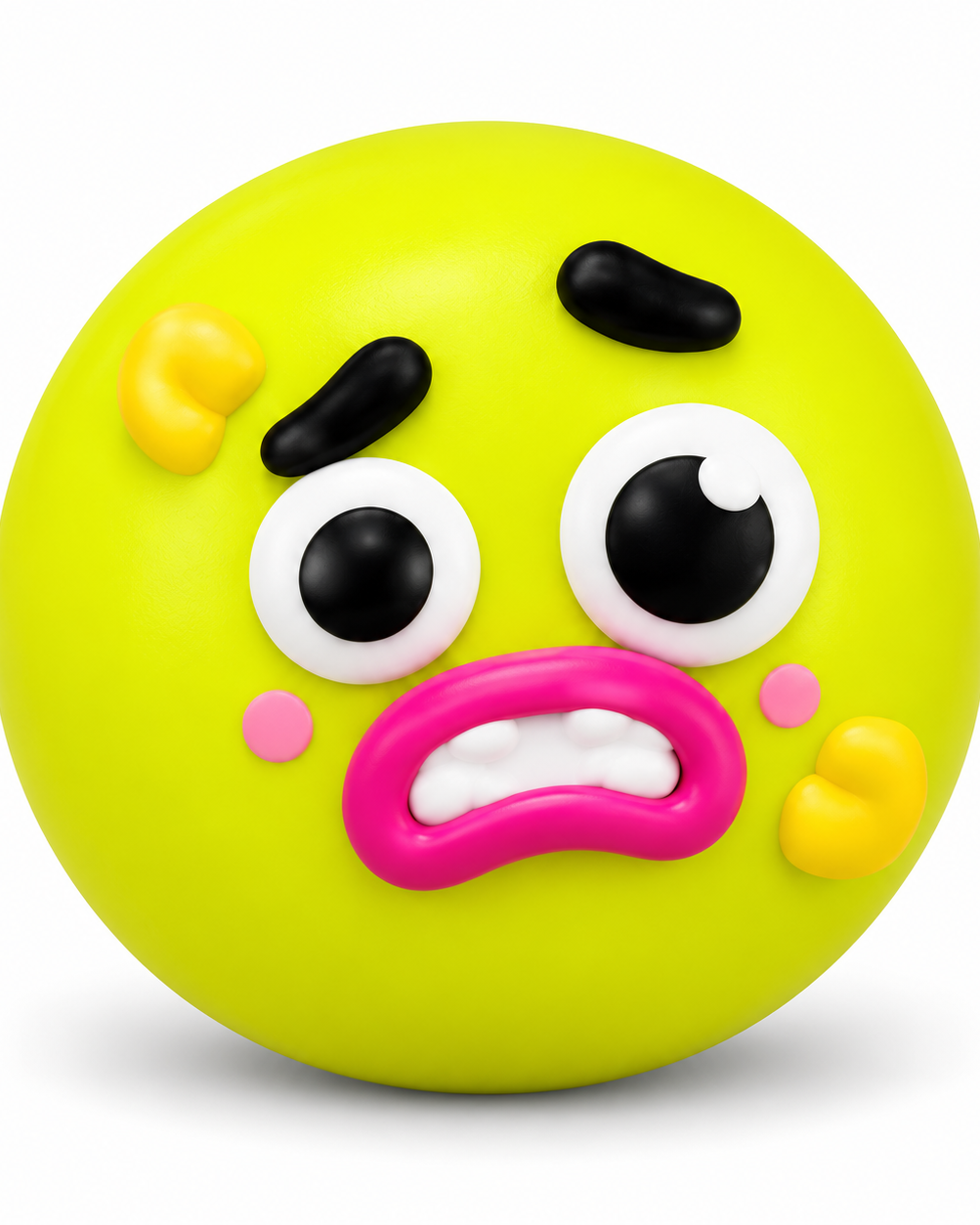 a round changeable face squishy balls with a soft matte-like surface, squeezable construction, assorted removable facial pieces, customizable expressions, vibrant color options, and individual packaging in yellow