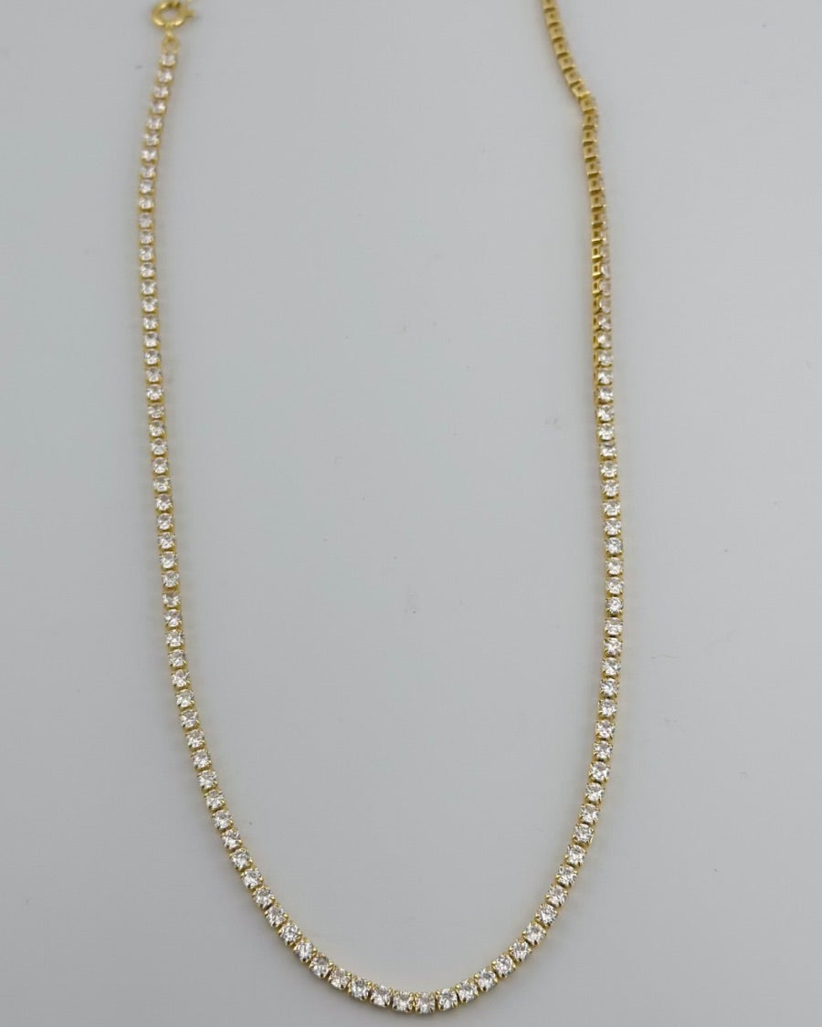 gold-plated rhinestone necklace