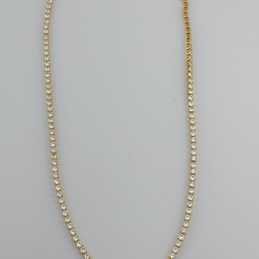 gold-plated rhinestone necklace