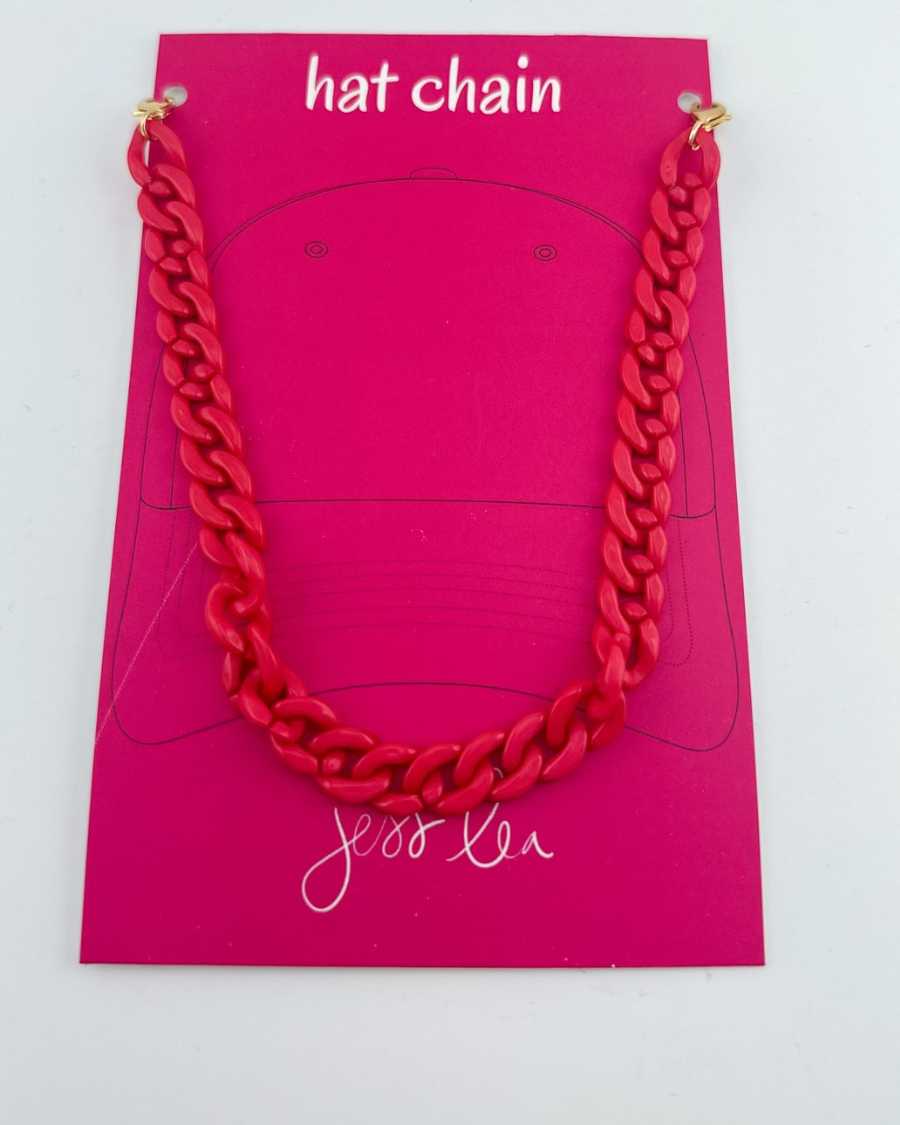 trendy hat chain in link chain (pink)