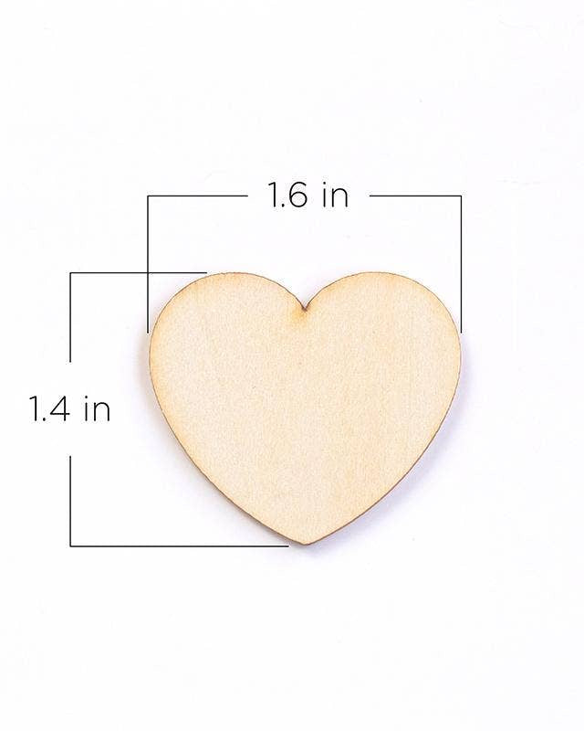 Wooden heart shape with measurements on a white background
