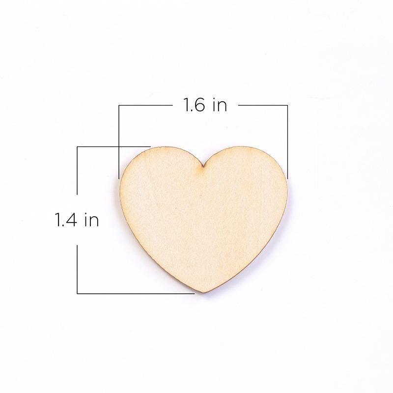 Wooden heart shape with measurements on a white background