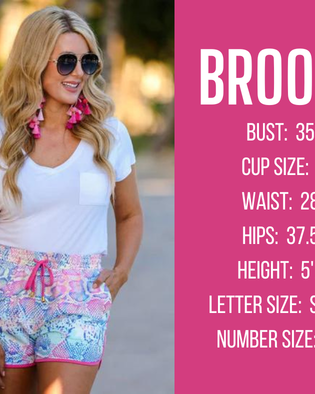 everyday shorts model specs for BROOKE