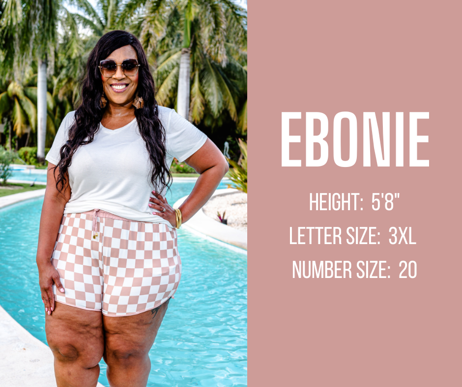 everyday shorts model specs for EBONIE