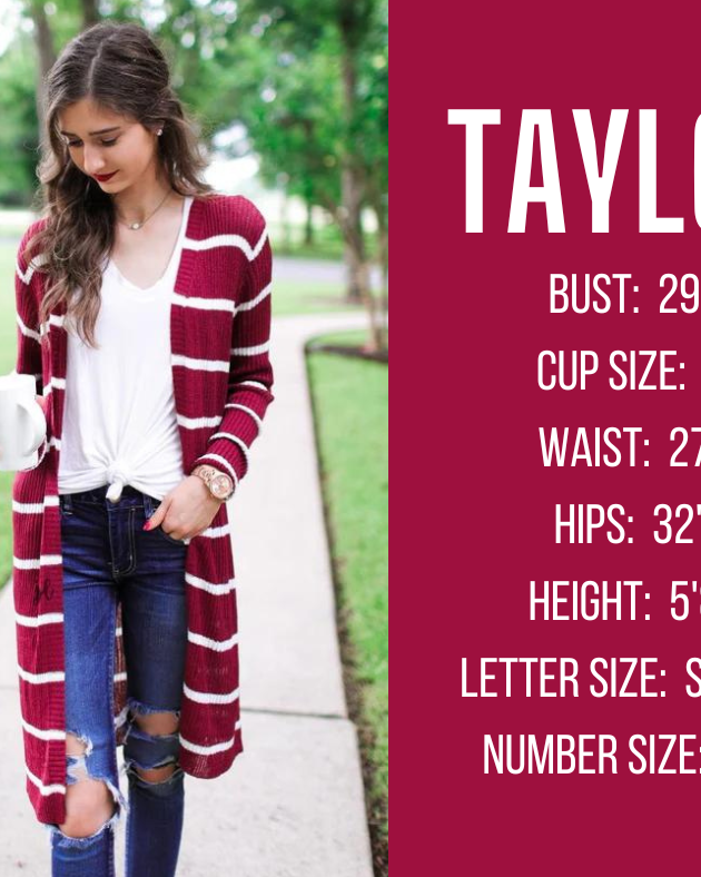 fall and winter model specs for TAYLOR
