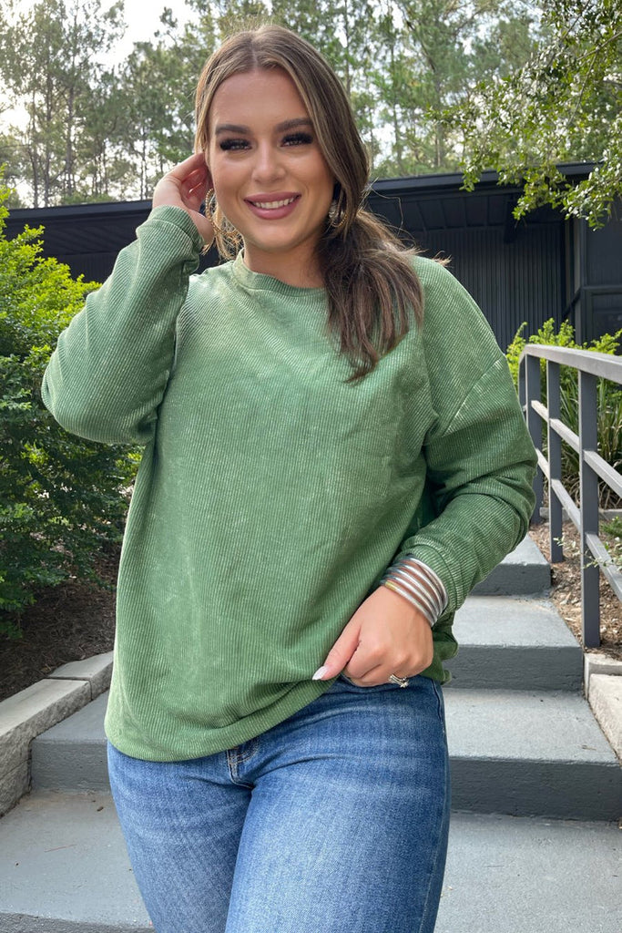 Andy Corded Vintage Pullovers OLIVE (Sydney)