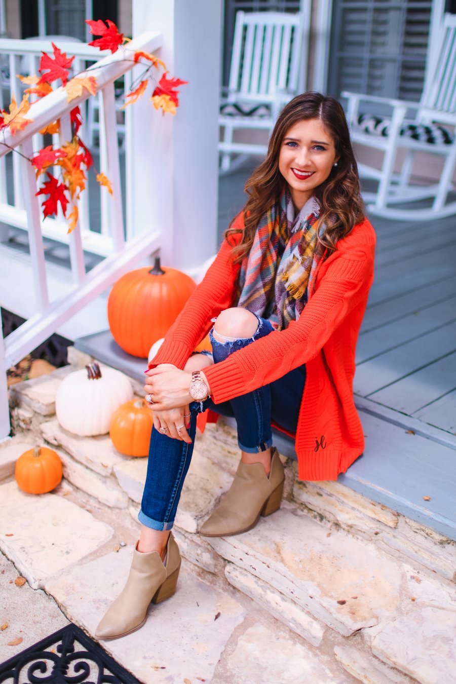 long-sleeve, open front cardigan crafted from cable knit textured fabric with a relaxed fit in orange