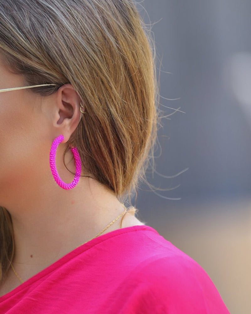 American Honey Hoop Earrings PINK (Sydney)