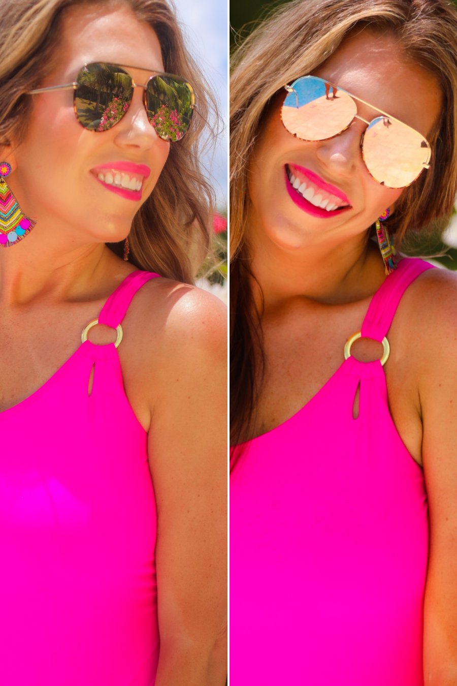 aviator sunglasses with tinted lenses, round wireframes with matching brow bar, leopard-patterned accents, UV protection, and brand detail (on both the temple and the complimentary black pouch)