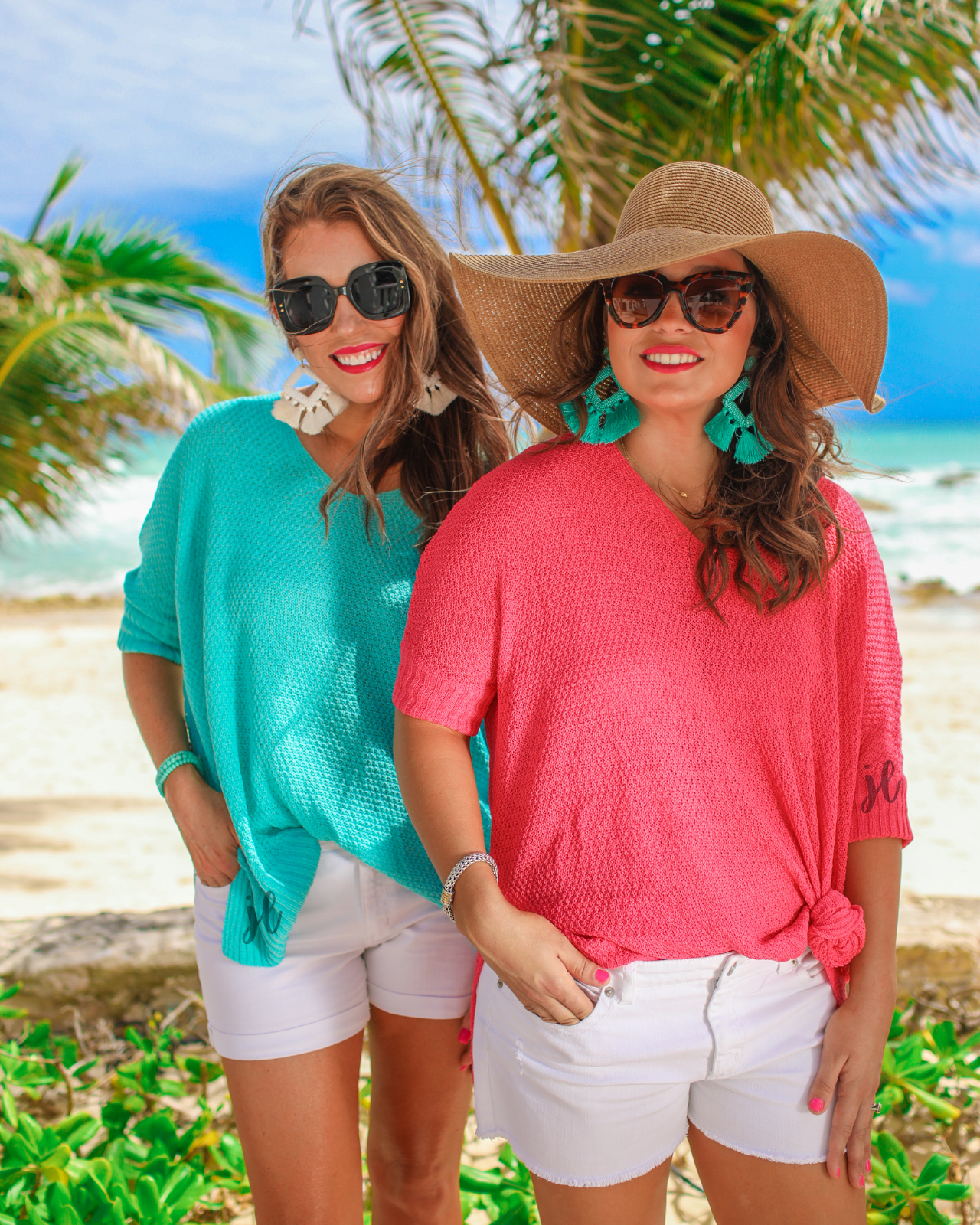 lightweight oversized tunic made of loosely knitted material with three-quarter sleeves, a hi-lo hemline, side slits, and a relaxed drape for easy, all-day wear in pink