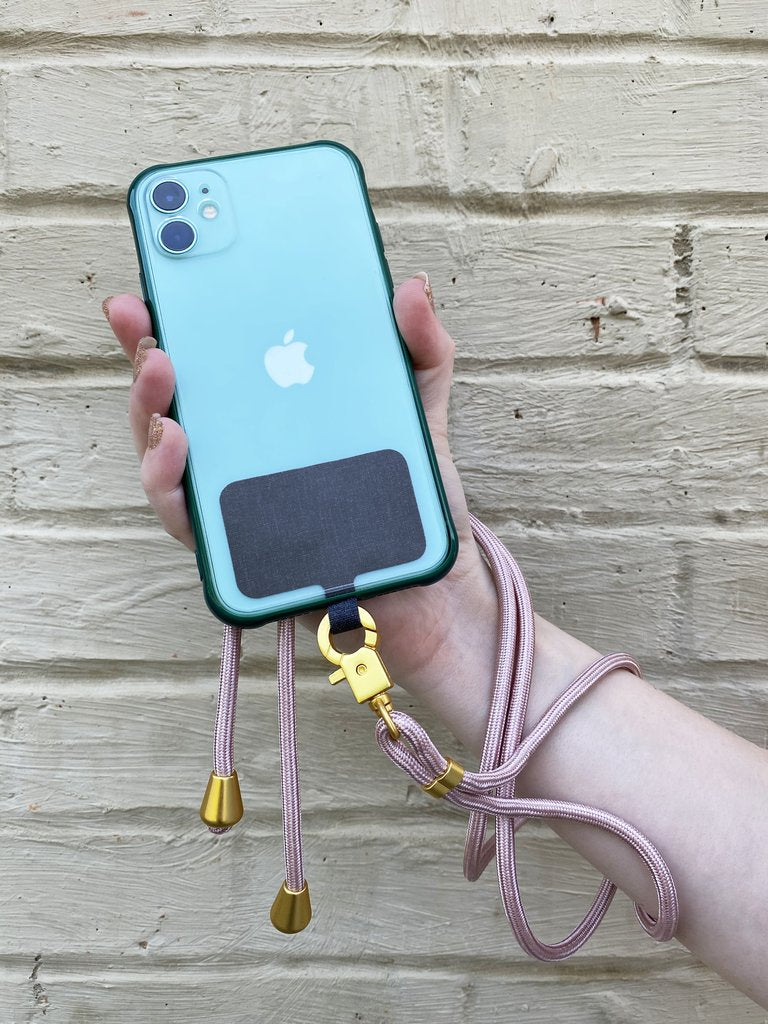 universal phone lanyard available in rose gold