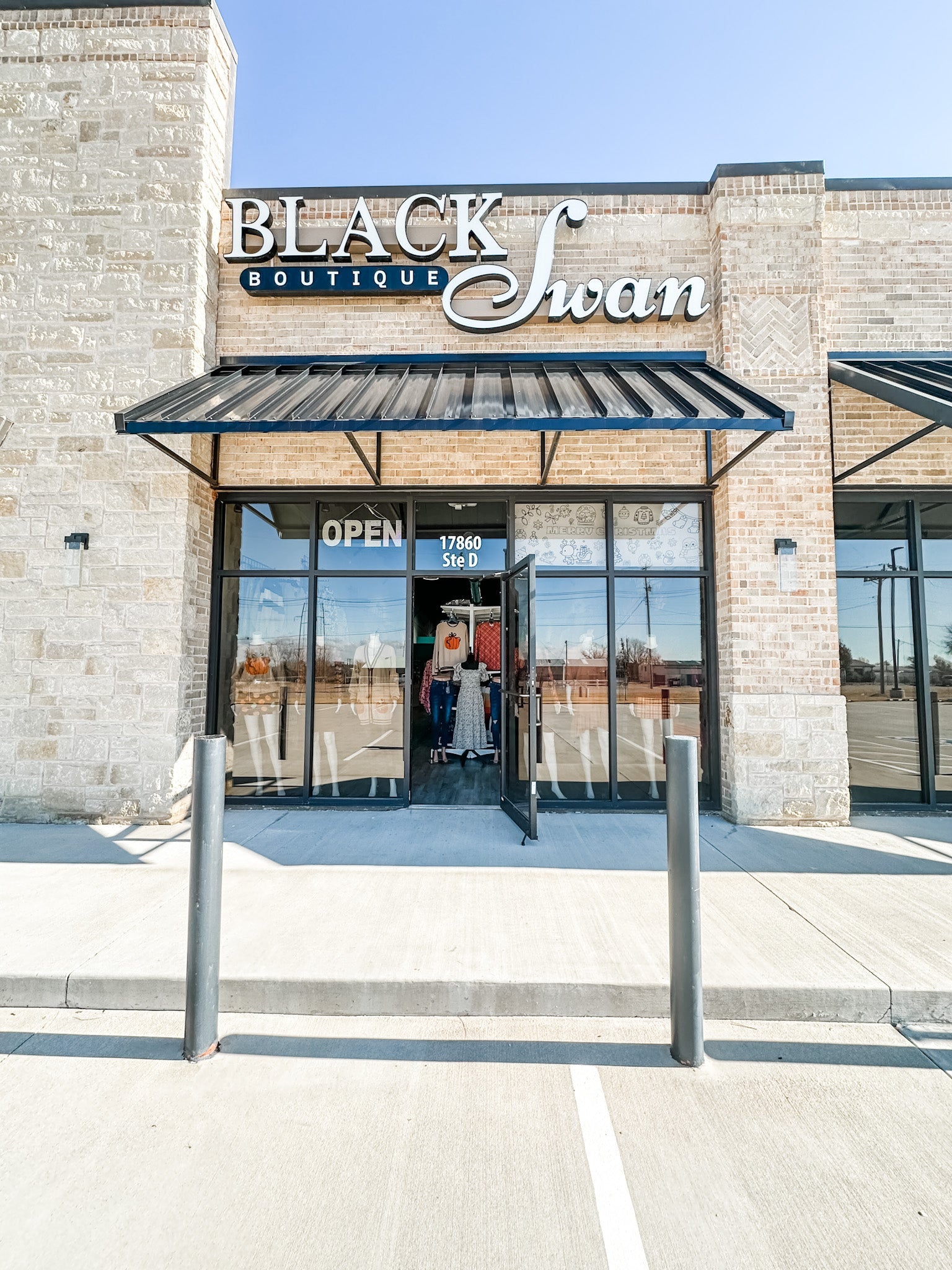 window shot from parking lot of Black Swan Boutique on Sunday, January 15, 2025