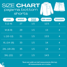 2025 size chart for PAJAMA BOTTOM SHORTS (set)