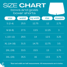 2025 size chart for bows and goals boxer shorts