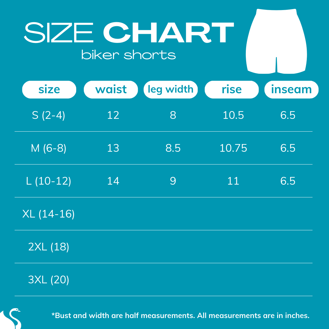 2025 size chart for biker shorts