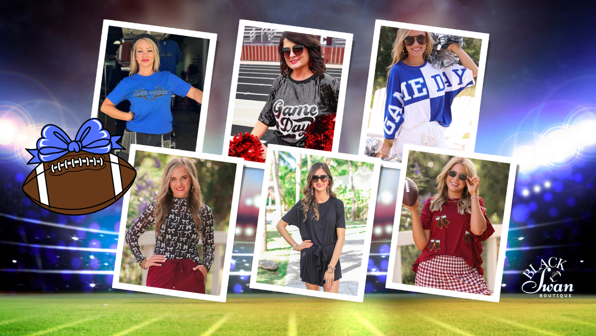 Collage of people wearing various outfits with a football graphic and 'Jack & Swan' branding.