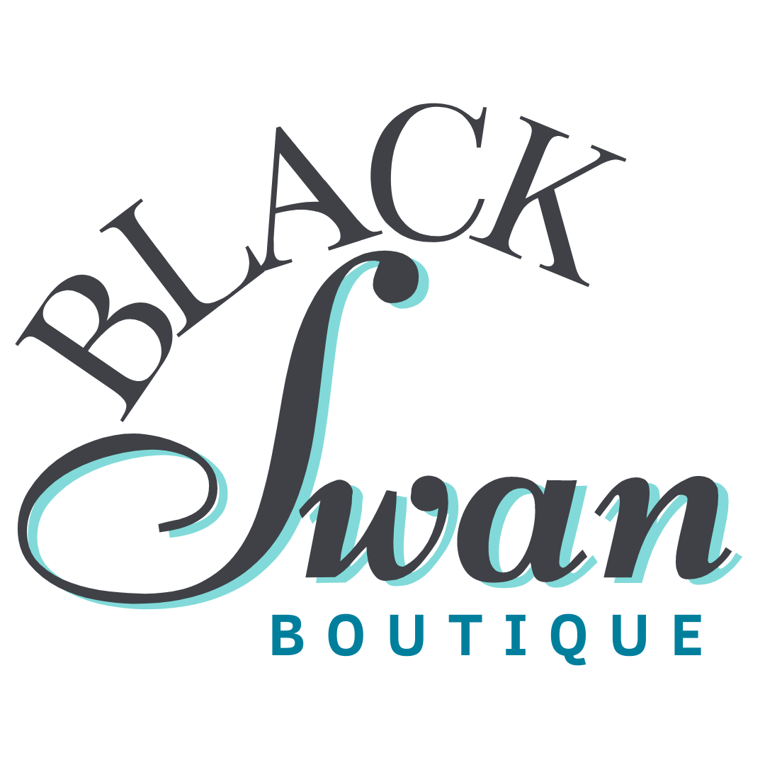 Black Swan Boutique official vertical logo with shadowing