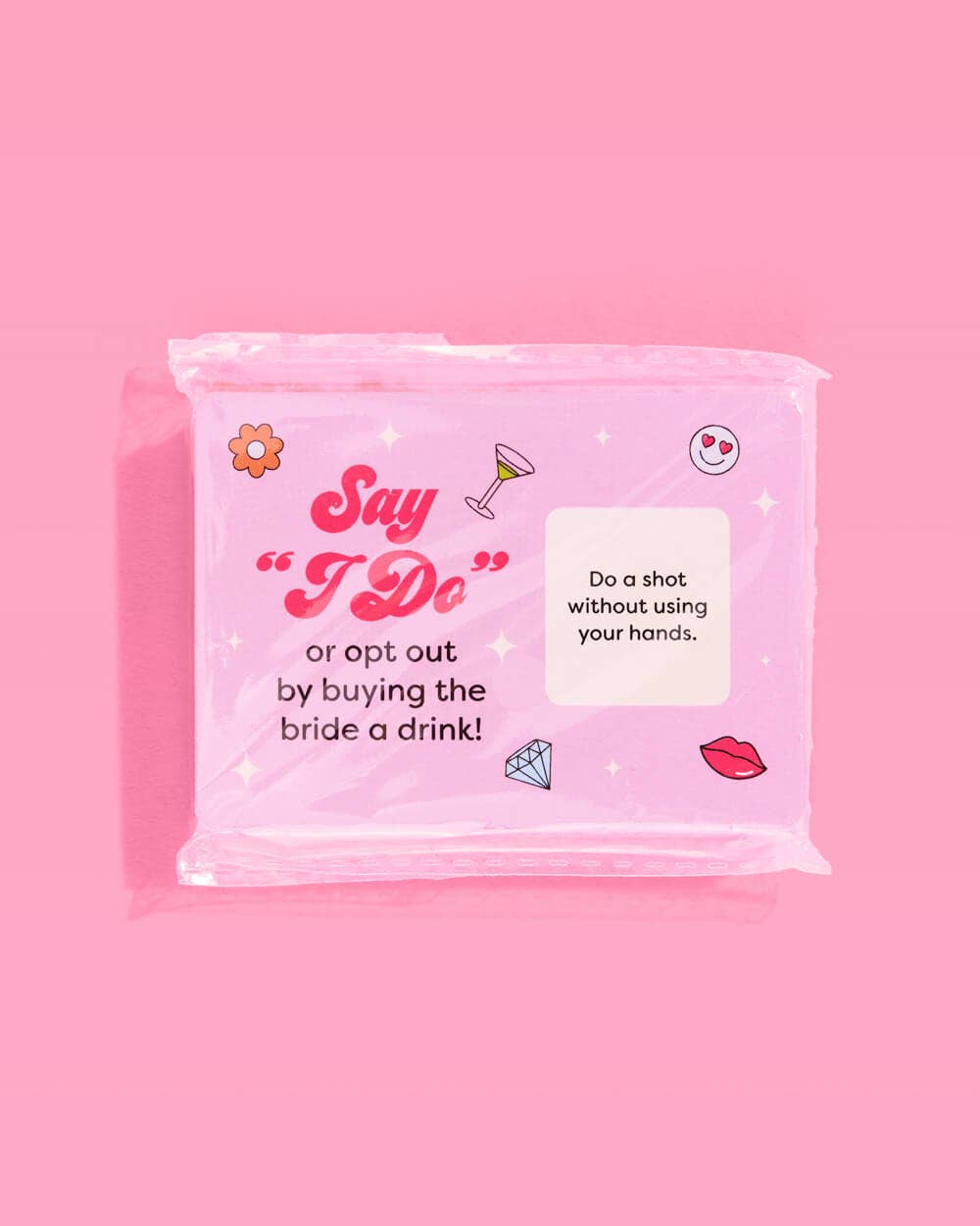 a 25-card bachelorette scratch-off dare card game with pink bridal designs, hidden silver panels, playful prompts, and a compact size for gifting, travel, favors, or GNO fun
