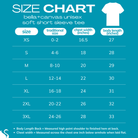 size chart for BELLA+CANVAS Unisex Soft Short Sleeve Tee