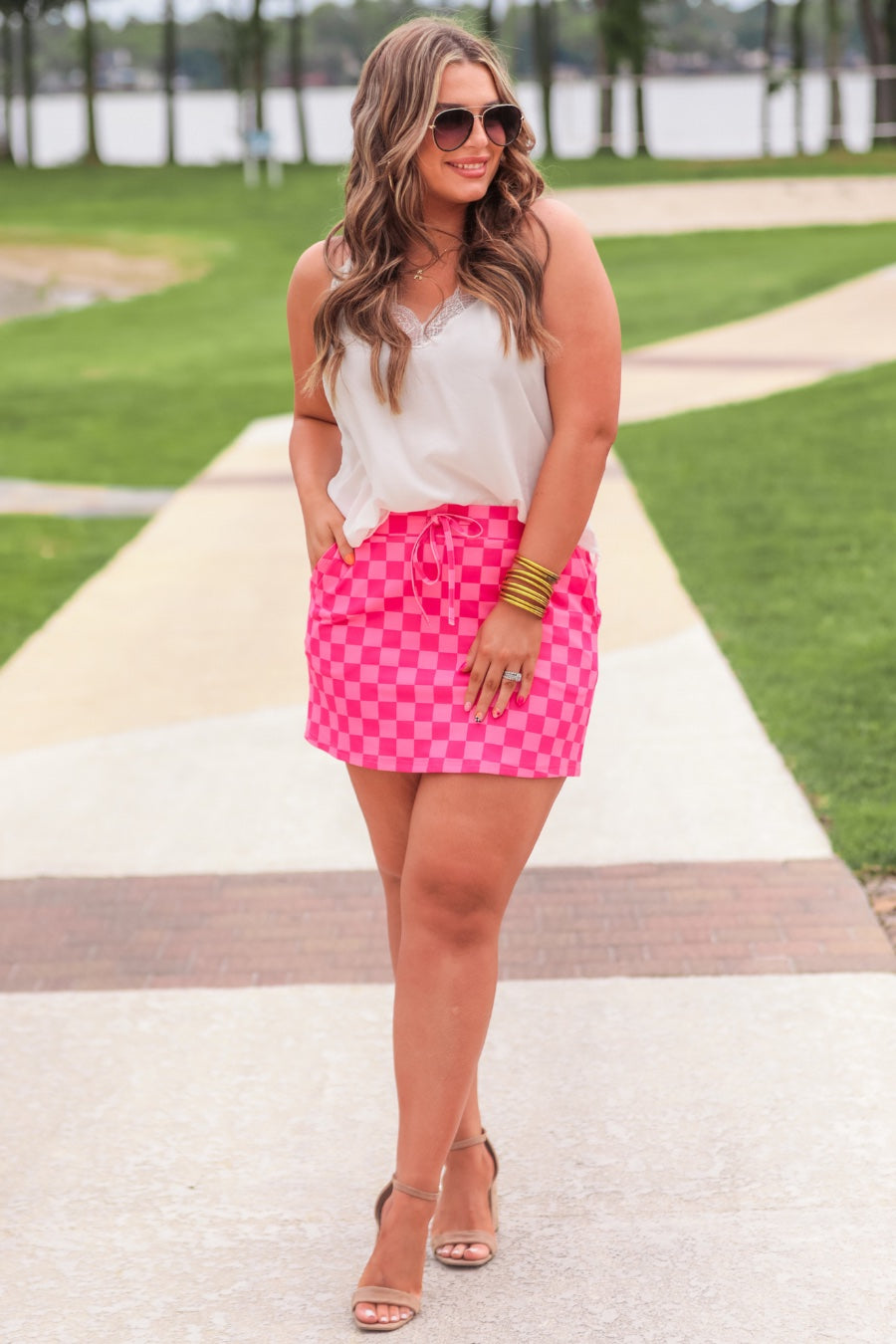 Checked Out Checkered Skort [PRE-ORDER 3/15/2024] – Black Swan Boutique