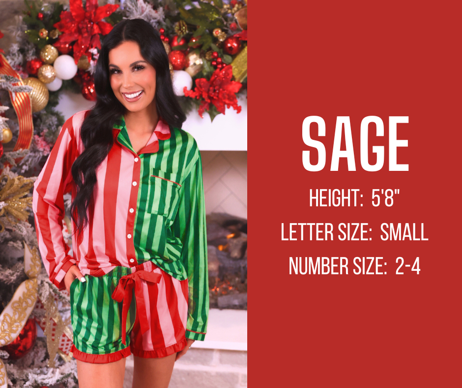 Christmas pajamas model specs for SAGE