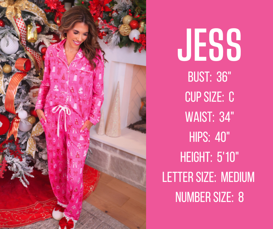 Christmas pajamas model specs for JESS