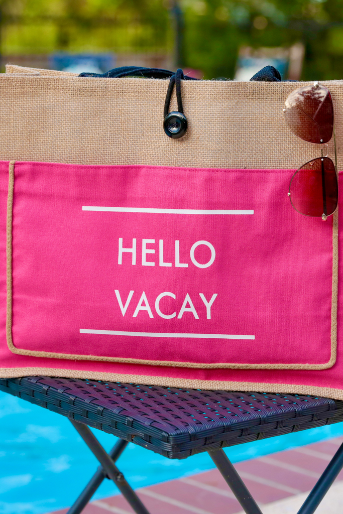 Hello Vacay Beach Bag PINK