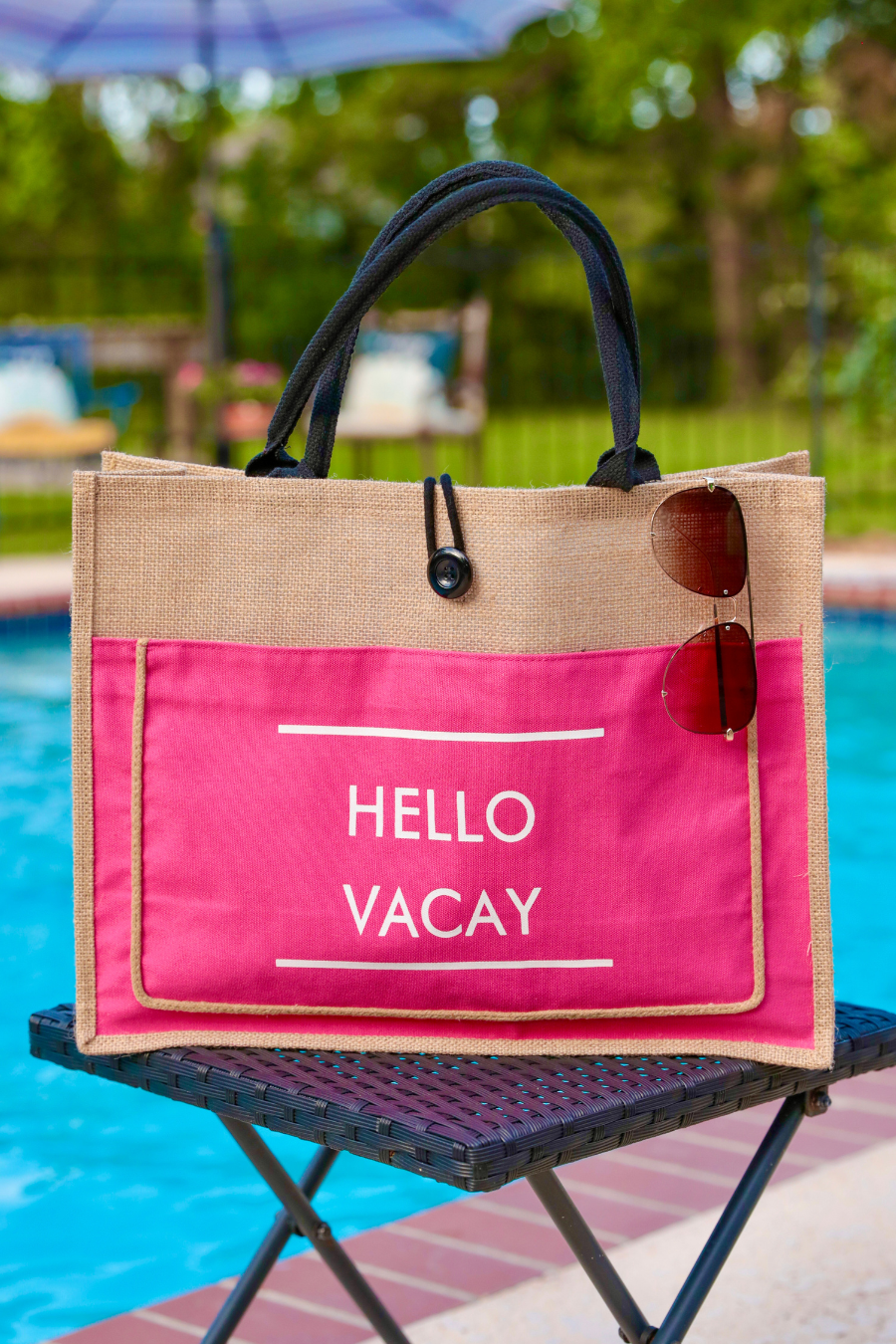 Hello Vacay Beach Bag PINK