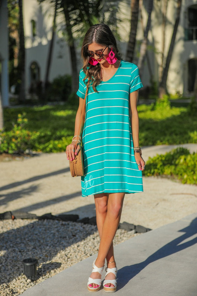 Abby Perfect V-Neck Striped Dress MINT (Taylor)