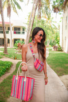 a colorful, eye-catching pattern tote bag with shoulder straps