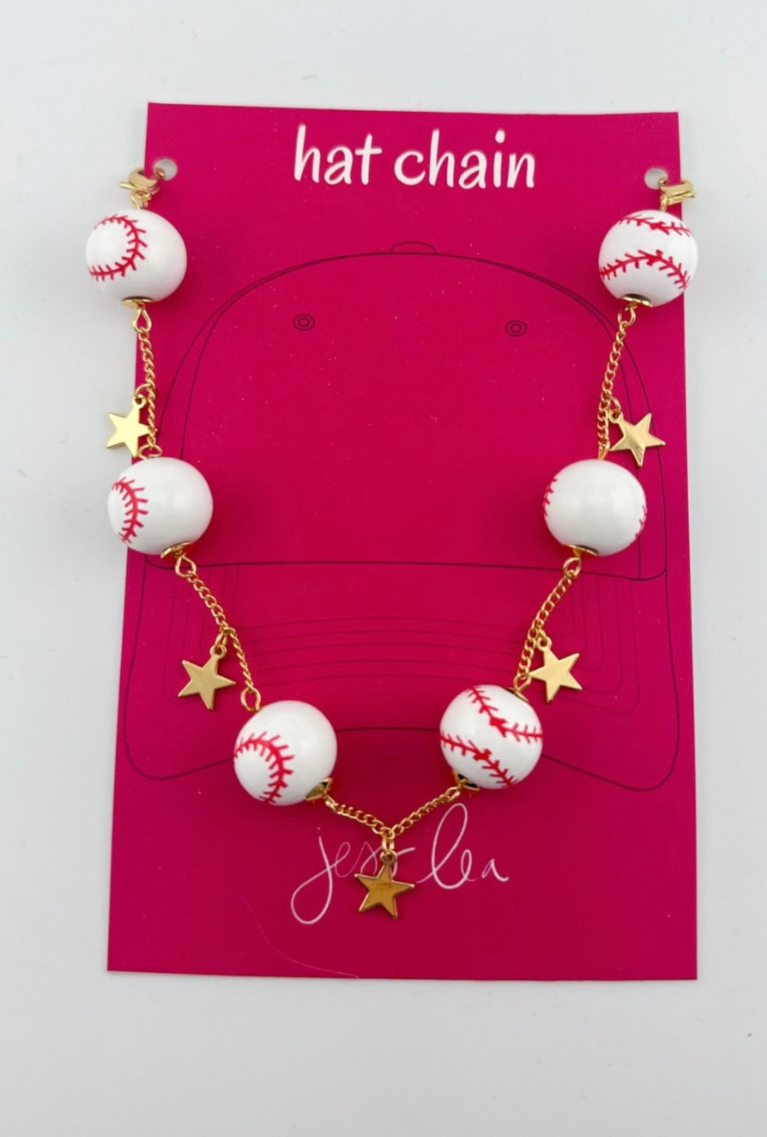 baseball hat chain with a golden star accent