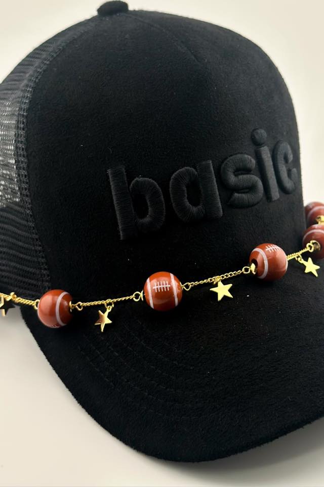 football hat chain with a golden star accent