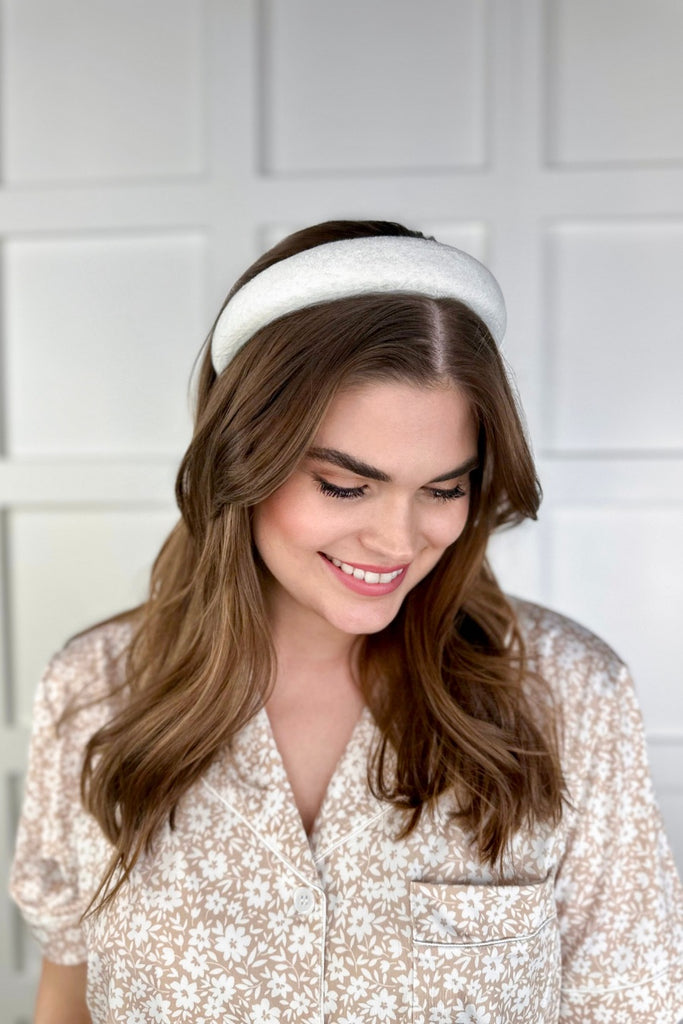 matching terry cloth headband & scrunchie set in white