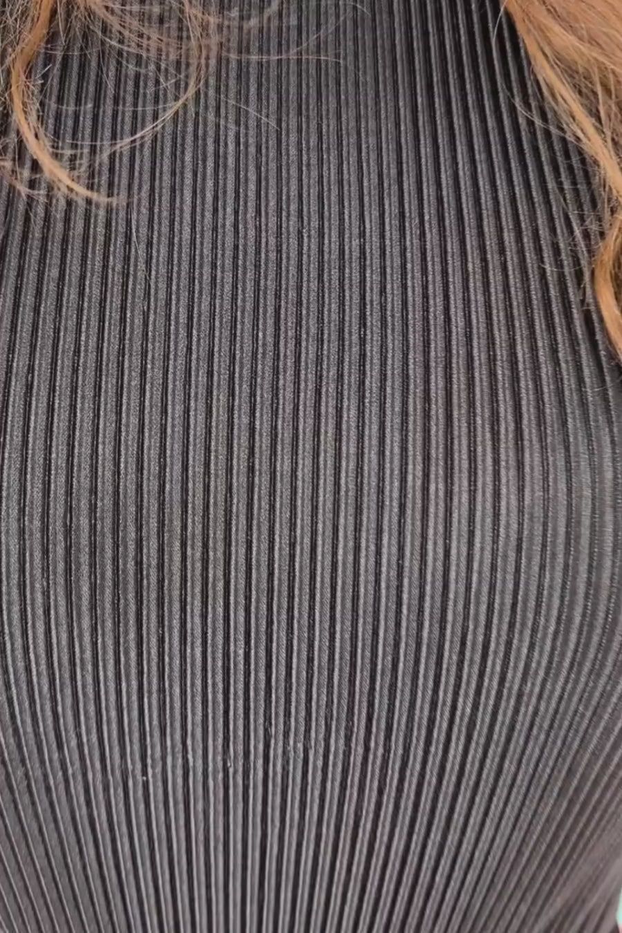 black pleated two-piece elastic button keyhole back top and elastic waistband bottoms with flowy legs and pockets