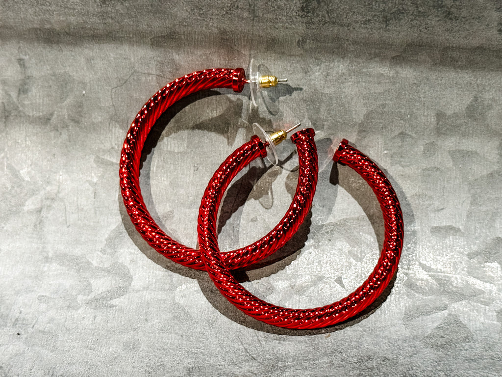 Harper Hoop Earrings RED
