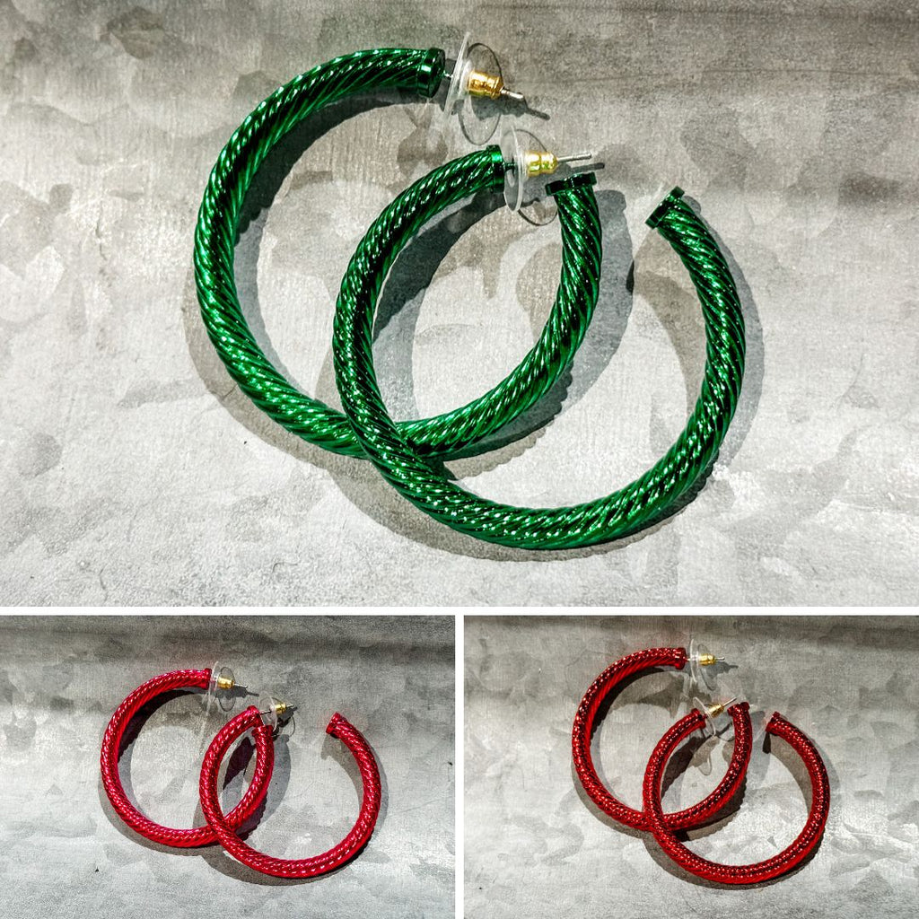 Harper Hoop Earrings GREEN-PINK-RED