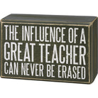 Wooden box sign with motivational quote on a white background