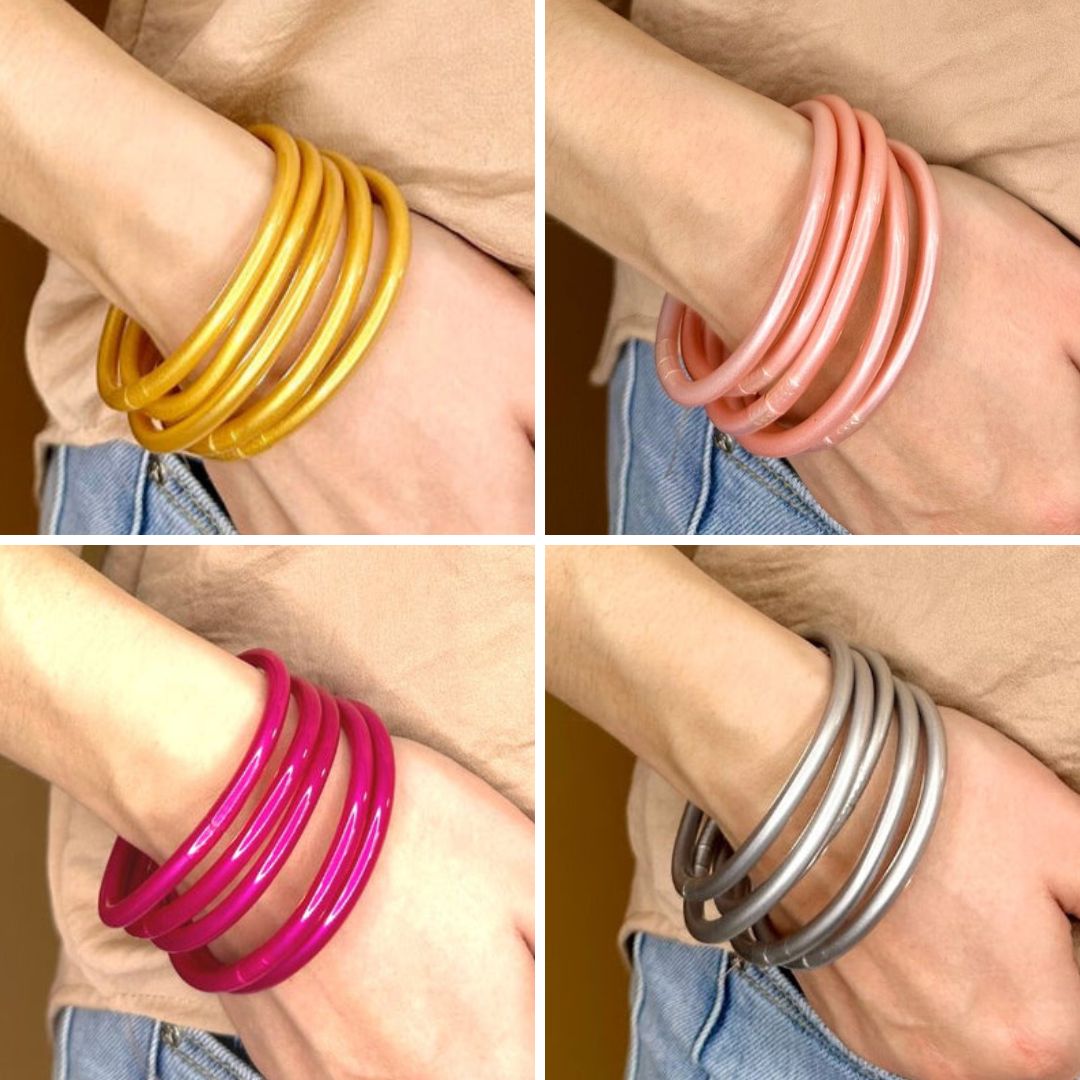 Jelly Matte Bracelet Set GOLD-LIGHT PINK-PINK-SILVER