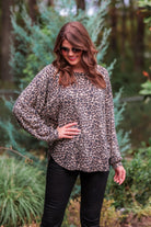 long sleeve leopard waffle top