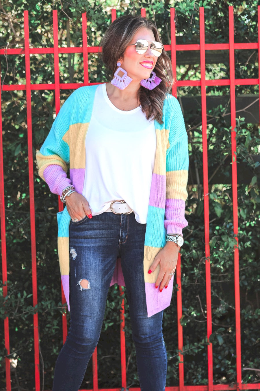 Poppy Color Block Pocket Cardigan MULTI (Jess)