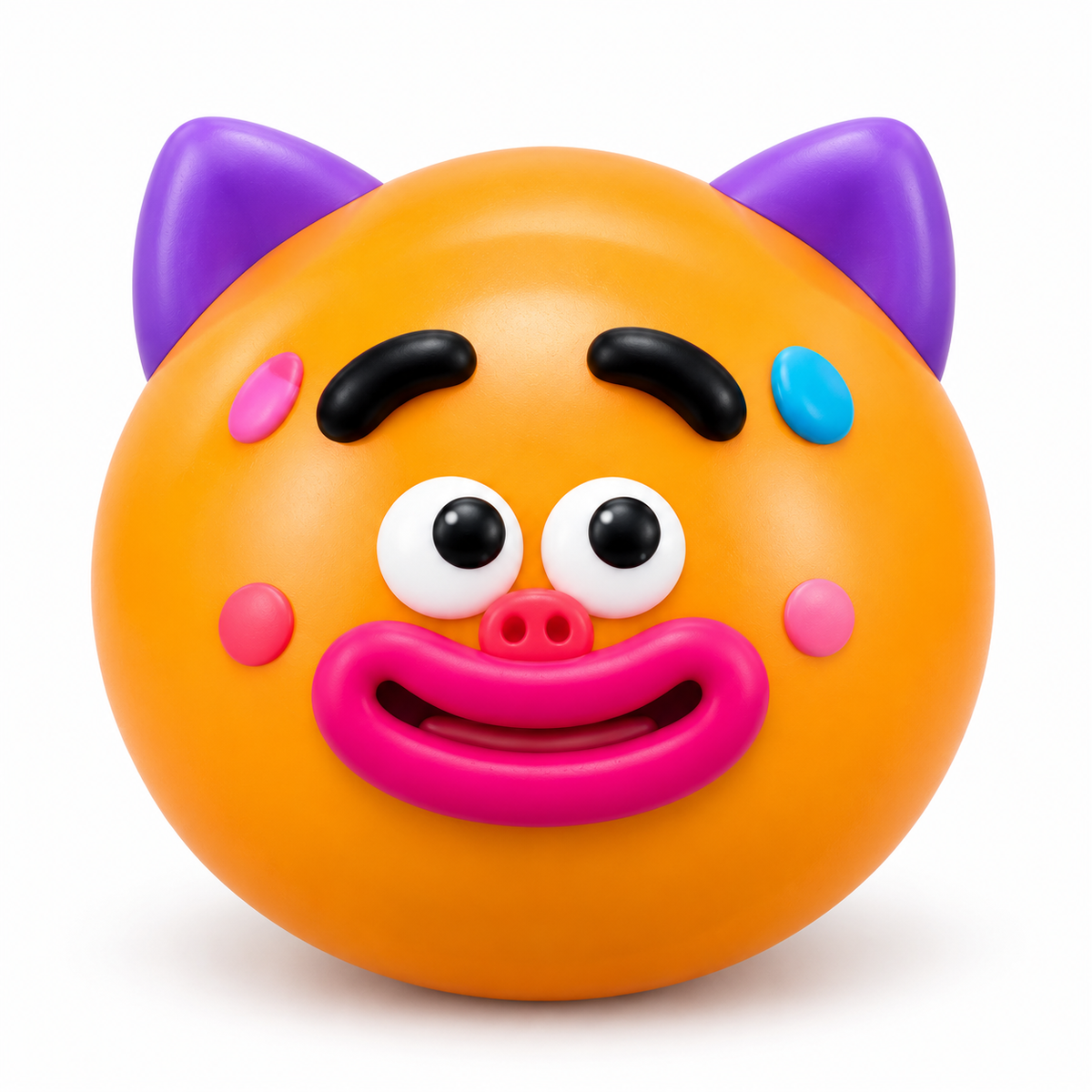 a round changeable face squishy balls with a soft matte-like surface, squeezable construction, assorted removable facial pieces, customizable expressions, vibrant color options, and individual packaging in orange