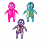 squishy babies with a super soft slow-rising feel, gel-filled, and a bright translucent color (pink, purple, and teal)